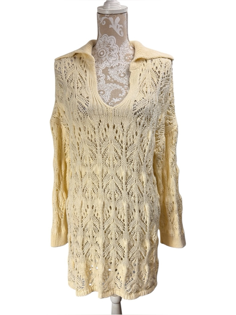 Free People Size Small Elton Crocheted Coverup Festival Mini Dress No Liner